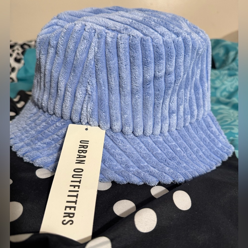Corduroy Baby Blue Ribbed Bucket Hat